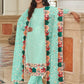 Anaita Turquoise Faux Georgette Plazzo Suit With Embroidery & Sequins Work