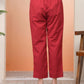 Vaasva Women Maroon Cotton Flax Solid Straight Pants | Swadesiicart