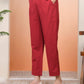Vaasva Women Maroon Cotton Flax Solid Straight Pants | Swadesiicart