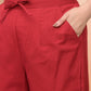 Vaasva Women Maroon Cotton Flax Solid Straight Pants | Swadesiicart