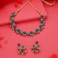 Tehzeeb Creations Pink & Sky Blue Colour Gold Pleated Stone Studded Necklace With Earrings - Swadesiicart