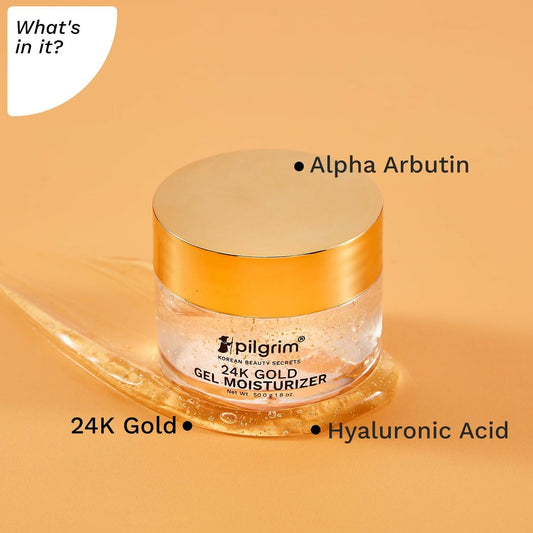 Pilgrim 24k Gold Gel Moisturizer, Reduces Dark Spots, Gives Luxurious Glow, Non-greasy - Limited Time Offer - Swadesiicart