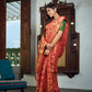Vardha Rose Red Golden Zari Banarasi Chiffon Saree | Swadesiicart