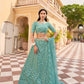 Anaita Turquoise Net Lehenga Choli With Embroidery & Sequence Work
