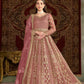 Anaita Peach Embroidered Net Anarkali Suit