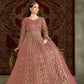 Anaita Peach Embroidered Net Anarkali Suit