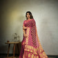 Vardha Magenta Pink Golden Zari Banarasi Chiffon Saree | Swadesiicart