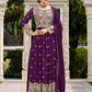 Anaita Purple Faux Georgette Plazzo Suit With Embroidery & Sequins Work