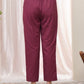 Vaasva Women Magenta Cotton Flax Solid Straight Pants | Swadesiicart