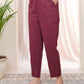 Vaasva Women Magenta Cotton Flax Solid Straight Pants | Swadesiicart