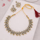 Tehzeeb Creations White Colour Gold Pleated Stone Studded Necklace With Earrings - Swadesiicart