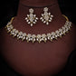 Tehzeeb Creations White Colour Gold Pleated Stone Studded Necklace With Earrings - Swadesiicart