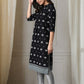 W for Woman Black Geometric Printed Pure Cotton Straight Kurta
