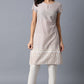 W for Woman Beige Printed Kurta