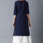 W for Woman Blue Solid kurta with Embroidery on Yoke