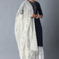 W for Woman Blue Solid kurta with Embroidery on Yoke