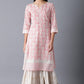 W for Woman Blush Pink Straight Floral Print kurta