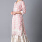 W for Woman Blush Pink Straight Floral Print kurta