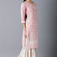W for Woman Blush Pink Straight Floral Print kurta