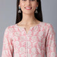 W for Woman Blush Pink Straight Floral Print kurta