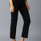 W for Woman Black Red Solid Slim Pants
