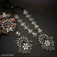 Tehzeeb Creations Women's Silver Colour Oxidised Necklace And Earrings With White Kundan - Swadesiicart
