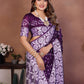 Anaita Dark Purple Handmade Bandhej Viscose Silk Saree With Blouse