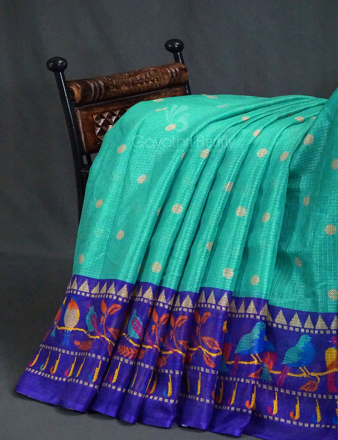 Sea Green Colour With All Over Buttes Semi Silk Kota Saree By Gayathri Reddy Designer Studio | Swadesiicart