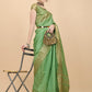 Kalini Green & Gold-Toned Woven Design Zari Silk Blend Banarasi Saree | Swadesiicart
