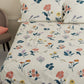 BIANCA LA-VOGUE Beige & Green Floral 152 TC Queen Bedsheet With 2 Pillow Covers - Swadesiicart