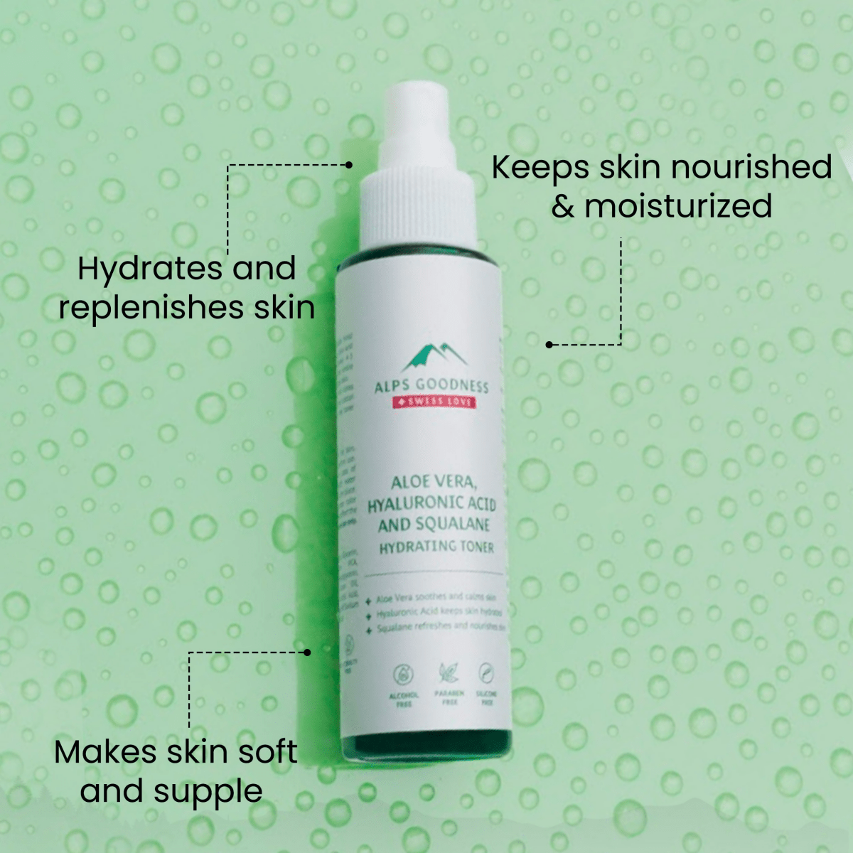 Alps Goodness Aloe Vera, Squalane & Hyaluronic Acid Hydrating Toner - Swadesiicart