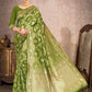 Vardha Pear Green Woven Banarasi Saree | Swadesiicart