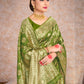 Vardha Pear Green Woven Banarasi Saree | Swadesiicart