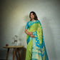 Vardha Lime Green Golden Zari Banarasi Chiffon Saree | Swadesiicart