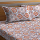 BOMBAY DYEING Brown & White Ethnic Motifs Cotton 104 TC King Bedsheet with 2 Pillow Covers - Swadesiicart