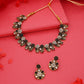 Tehzeeb Creations Luxurious Mendi Gold Polished White & Black Ad Jewellery Choker Necklace Set With Matching Earrings - Swadesiicart