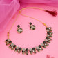 Tehzeeb Creations Luxurious Mendi Gold Polished White & Black Ad Jewellery Choker Necklace Set With Matching Earrings - Swadesiicart