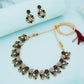 Tehzeeb Creations Luxurious Mendi Gold Polished White & Black Ad Jewellery Choker Necklace Set With Matching Earrings - Swadesiicart