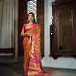 Vardha Sunset Orange Golden Zari Banarasi Chiffon Saree | Swadesiicart