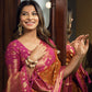 Vardha Sunset Orange Golden Zari Banarasi Chiffon Saree | Swadesiicart
