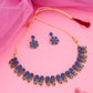 Tehzeeb Creations Luxurious Gold Polished Blue Colour Choker Necklace Set With Matching Earrings - Swadesiicart