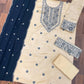 Anaita White Navy Khadi Cotton Suit with Embroidery & Patchwork