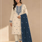 Anaita White Navy Khadi Cotton Suit with Embroidery & Patchwork