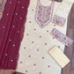 Anaita White Maroon Khadi Cotton Suit with Embroidery & Patchwork