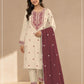 Anaita White Maroon Khadi Cotton Suit with Embroidery & Patchwork