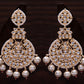 Gold-Polished Traditional Beaded Chandbali Earrings Glided with Kundans and Pearls For Women/Girls - Wahe Jewels - Swadesiicart