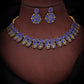 Tehzeeb Creations Luxurious Gold Polished Blue Colour Choker Necklace Set With Matching Earrings - Swadesiicart