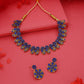 Tehzeeb Creations Luxurious Gold Polished Blue Colour Choker Necklace Set With Matching Earrings - Swadesiicart