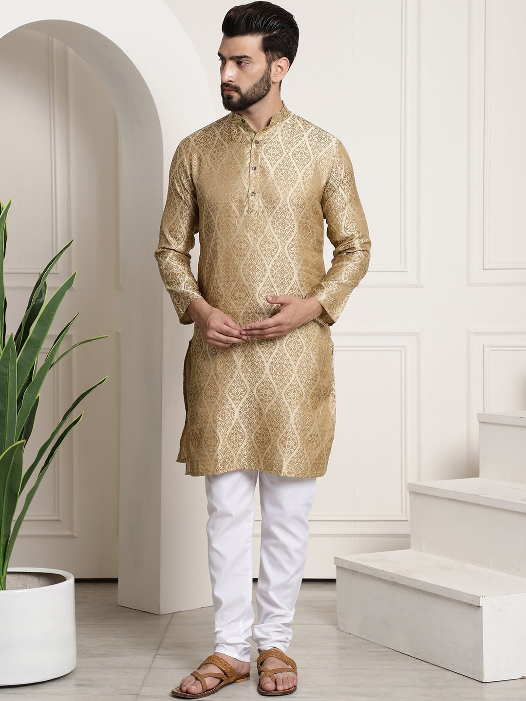 Sojanya Ethnic Motifs Woven Design Regular Kurta With Churidar | Swadesiicart