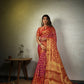 Vardha Magenta Pink Golden Zari Diamond Cross Checks Banarasi Chiffon Saree | Swadesiicart
